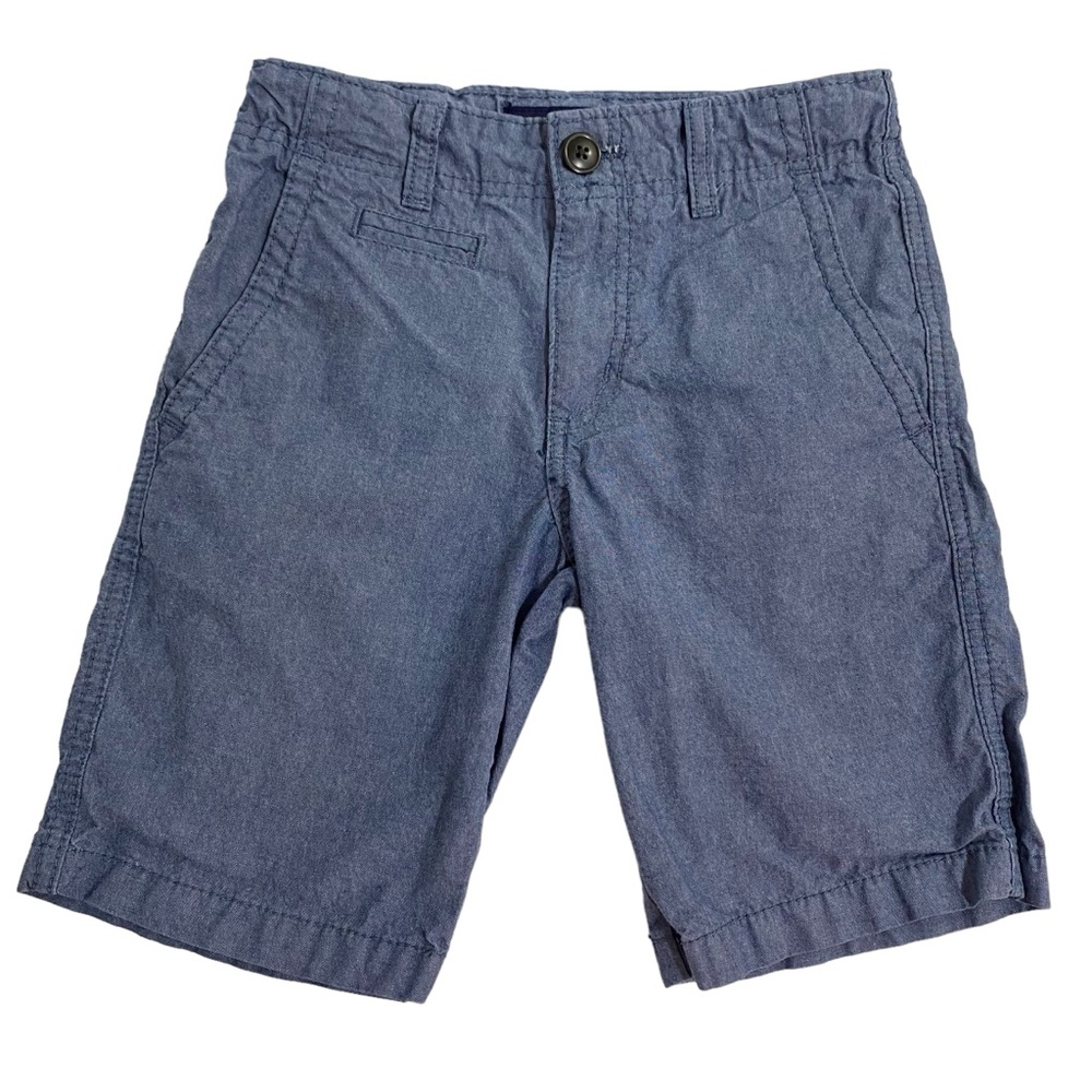 CHEROKEE Shorts Size 8 Blue Chambray Adjustable Waist Pockets Long Length